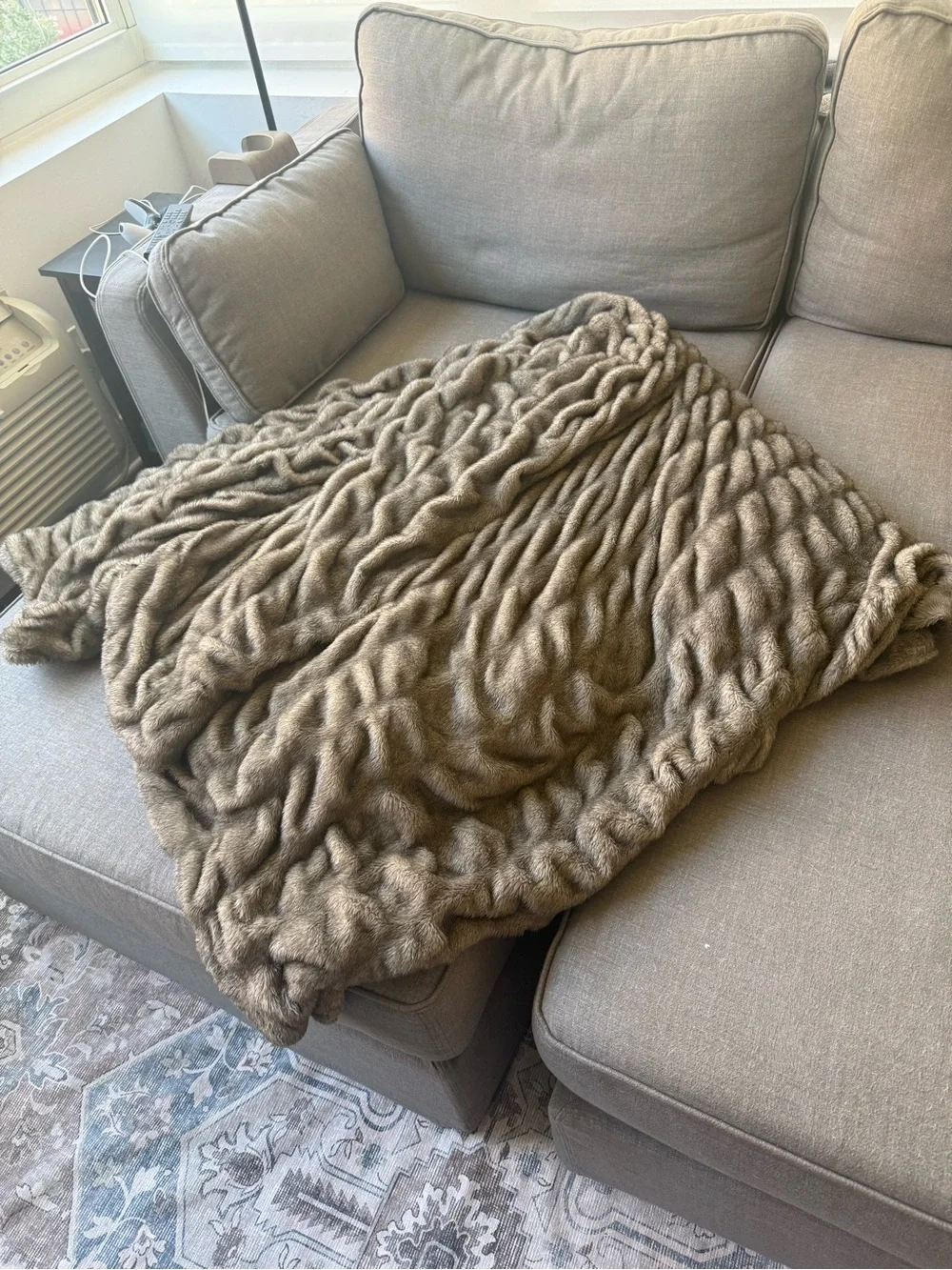 The LOLA XL Mosswood Green Plush Knit Throw
